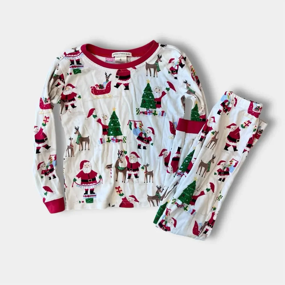 Pottery Barn Kids Christmas Santa Pajamas 6